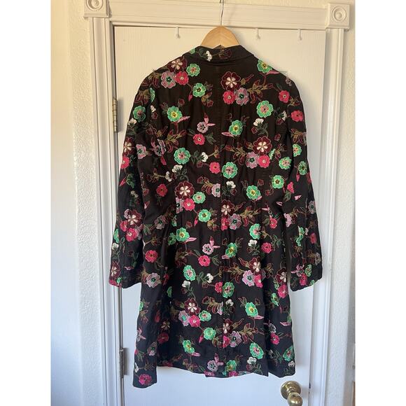 Johnny Was Women's Embroidered Floral Long Sleeve Black Duster Jacket medium - Picture 2 of 11